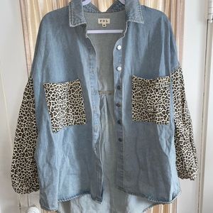 Boutique Leopard Print Denim Jacket! NWOT!